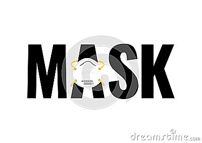 N95 particulate medical mask on A letter isolated on transparency background, typographic vectors for Covid19 Vector Illustration