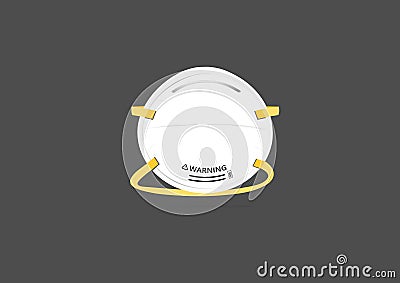 N95 particulate medical mask vectors for filter dust and antivirus, Covid19 isolated on dark background Vector Illustration