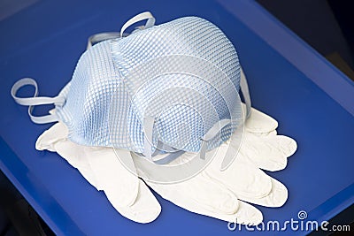 N95 Respirator Face Masks And Gloves Stock Photo