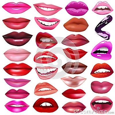 N set feminine lips on white background Vector Illustration