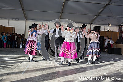 N unidentified people performs a Traditional Portuguese folkloric music. Portugal. Europe Editorial Stock Photo