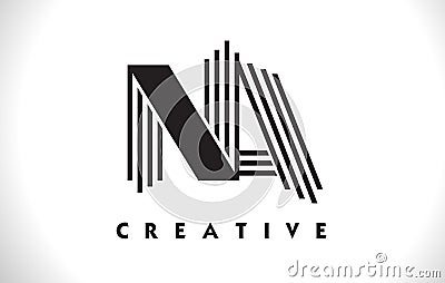 NA Logo Letter With Black Lines Design. Line Letter Vector Illus Vector Illustration