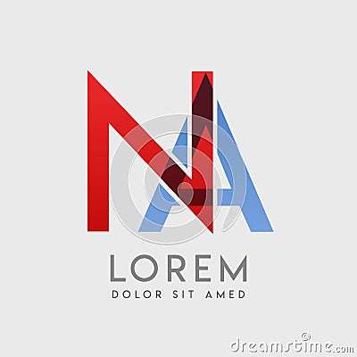 NA logo letters with blue and red gradation Vector Illustration