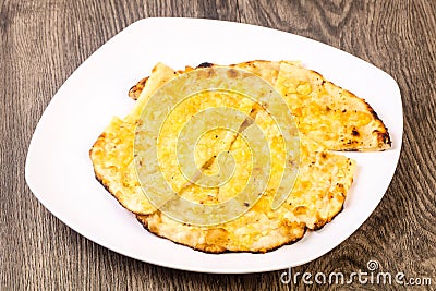 Naan with cheese and garlic Stock Photo