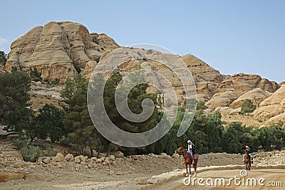 Nabataean Rock city of Petra, Bab as Siq, Jordan Editorial Stock Photo