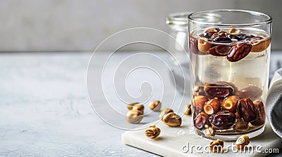 nabeez water or dates fruit kurma infused water for ramadan suhor. AI Generative Stock Photo