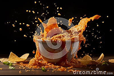 Nachos with Melted Cheddar Cheese Stock Photo