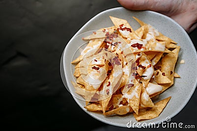 Nachos plate in a bar Stock Photo