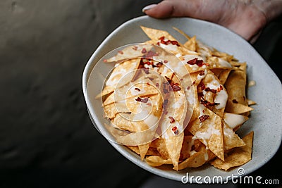 Nachos plate in a bar Stock Photo