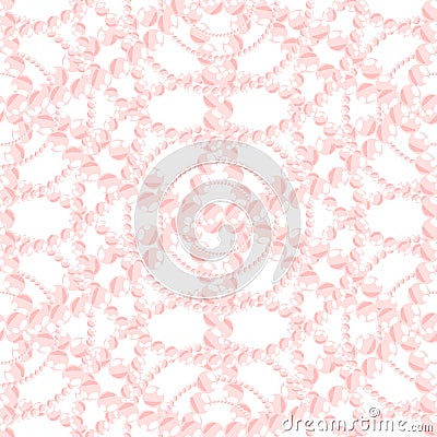 Nacreous pearl pink jewelry seamless pattern. Vector Illustration