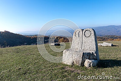 Naeni stone open-air sculpture camp made by children. Editorial Stock Photo