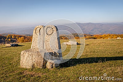 Naeni stone open-air sculpture camp made by children. Editorial Stock Photo