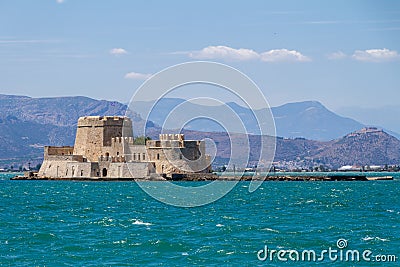 Greece, Nafplio, The Bourdzi or Bourtzi Fortress. Editorial Stock Photo
