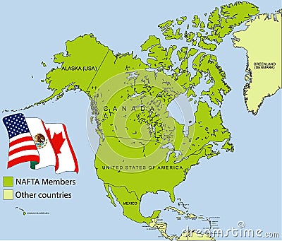 NAFTA map Stock Photo