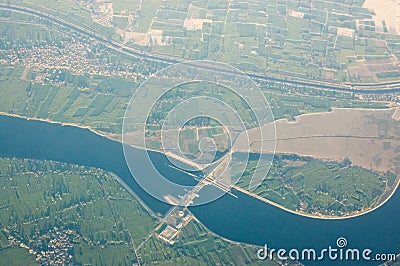 Nag Hammadi barrage, aerial view, Egypt Stock Photo