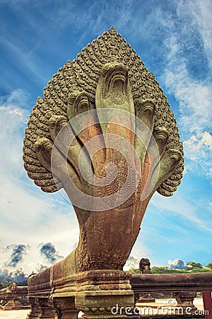 Naga in Angkor wat Stock Photo
