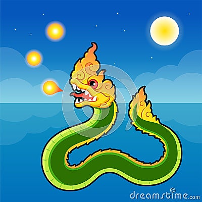 Naga fireball Festival Vector Illustration