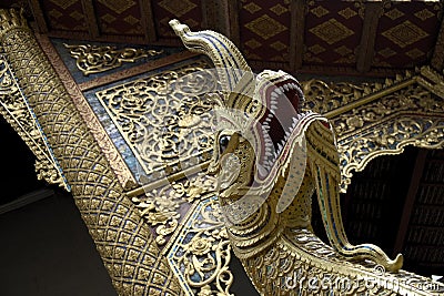 Naga snake guard statue in cambodia Thailand Stock Photo