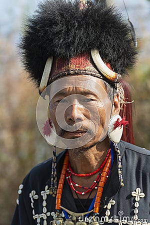 Naga Tribal Portrait at Hornbill festival,Kohima,Nagaland,India on 1st December 2013 Editorial Stock Photo