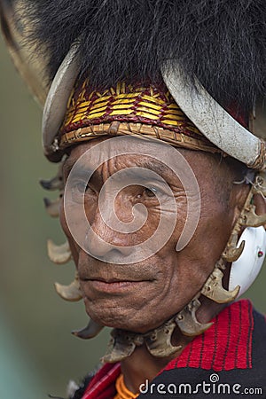 NAGALAND, INDIA, January 2000, Naga Tribal portrait, Hornbill festival Editorial Stock Photo