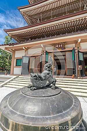 Jokoro incense burner, Saisenbako Offerings box of Nihon Chureiden Shrine and Zenkoji Temple Museum Editorial Stock Photo