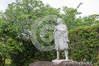 Amakusa Shiro Statue at Ruins of Hara castle in Shimabara, Nagasaki, Japan. He was led the Shimabara Editorial Stock Photo