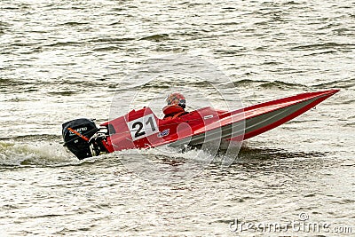 Naglis Riabko in powerboats racing at European championship Editorial Stock Photo