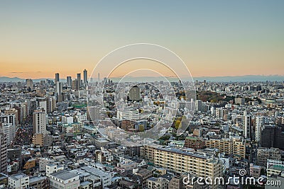 Nagoya cityscape with beautiful sky in sunset evening time Editorial Stock Photo