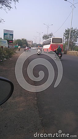 Nagpur Amravati high way lots of traffic Editorial Stock Photo