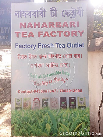 Naharbari tea factory. Factory fresh tea outlet. Editorial Stock Photo