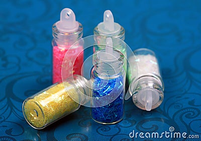 Nail art glitter bottles Stock Photo