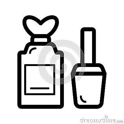 Nail care bottles vector icon. Black illustration on white background. Outline linear beauty icon. Vector Illustration