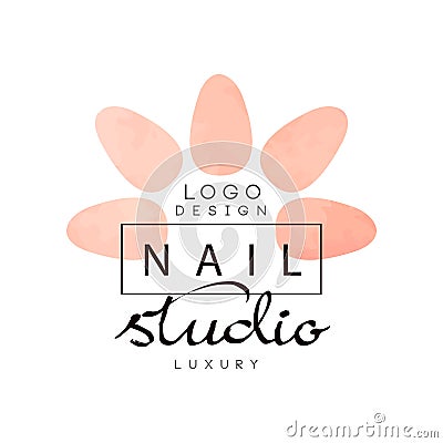 Nail luxury studio logo, design element for nail bar, manicure saloon, manicurist technician vector Illustration on a Vector Illustration