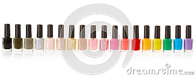 Nail polish bottles colorful collection Stock Photo