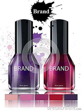 Nail polish Cosmetics watercolor Vector. Product placement brand collection Vector Illustration