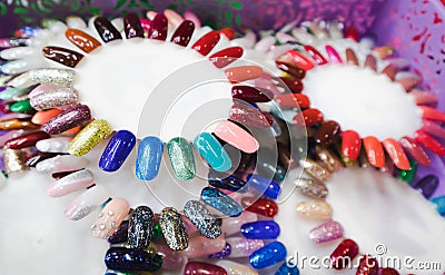 Nail polish in different fashion color wheel Stock Photo