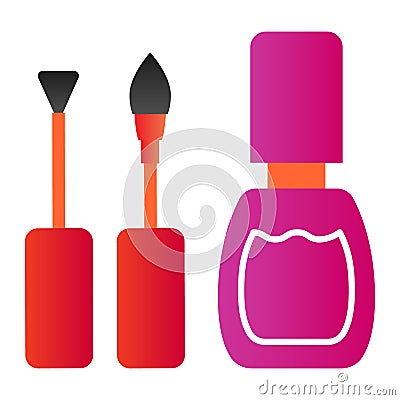 Nail polish flat icon. Nails polish brushes vector illustration isolated on white. Enamel gradient style design Vector Illustration