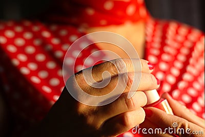 Nail Polishing On Retro Background Stock Photo