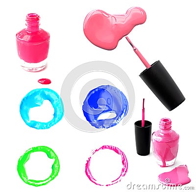 Nail polishing set collection isolate Stock Photo