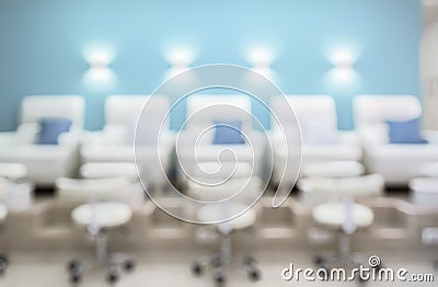 Nail salon interior as creative abstract blur background Stock Photo