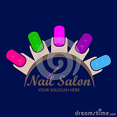 Nail salon logo design and Nail art vector Vector Illustration