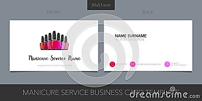 Nail salon, manicure vector business card with logo, icon and template Vector Illustration