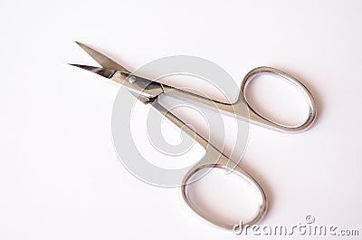 Nail scissors. Scissors for a maneur. Little scissors. Rounded blades scissors. Sharp scissors Stock Photo