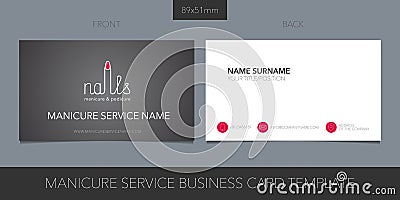 Nail service, manicure salon vector business card layout. Vector Illustration