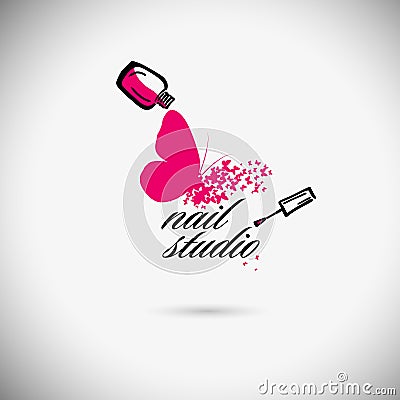 Nail studio. Nail polish logo. vector illustration Vector Illustration