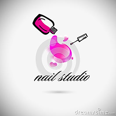 Nail studio. Nail polish logo. vector illustration Vector Illustration