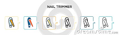 Nail trimmer vector icon in 6 different modern styles. Black, two colored nail trimmer icons designed in filled, outline, line and Vector Illustration