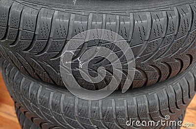 Nail in tyre Stock Photo