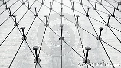 Nails connected to each other. Business network. International communication. Stock Photo