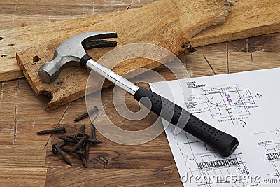 Nails with floor plans Stock Photo